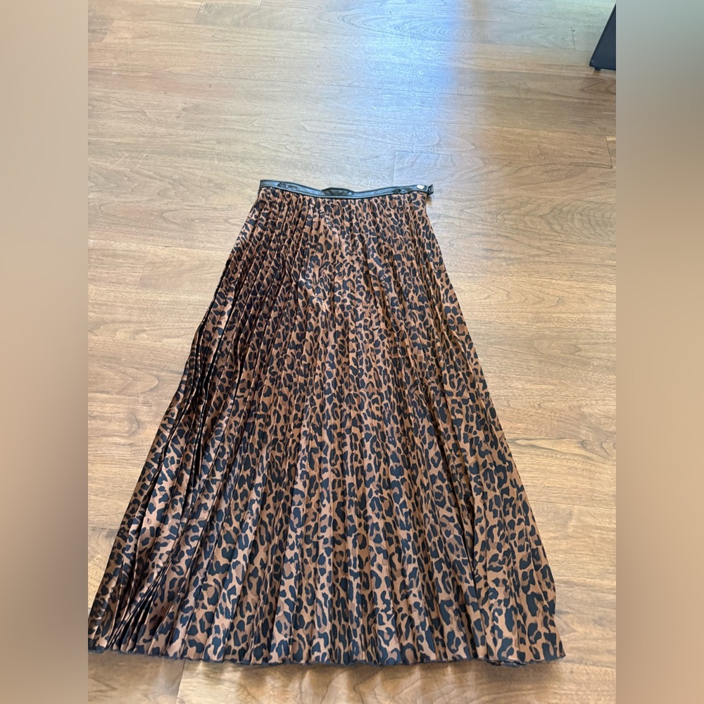 Zara Brown Leopard A-Line Skirt